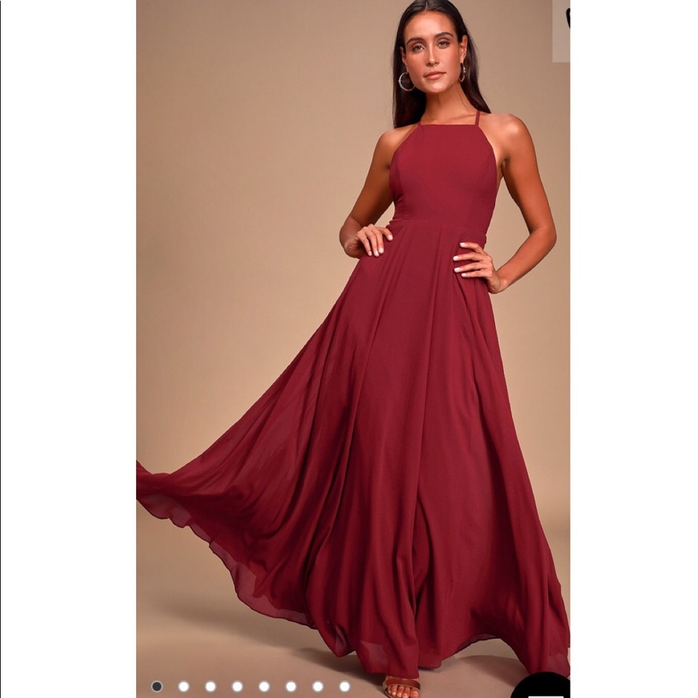 Flowy maroon Bridesmaid Dress
